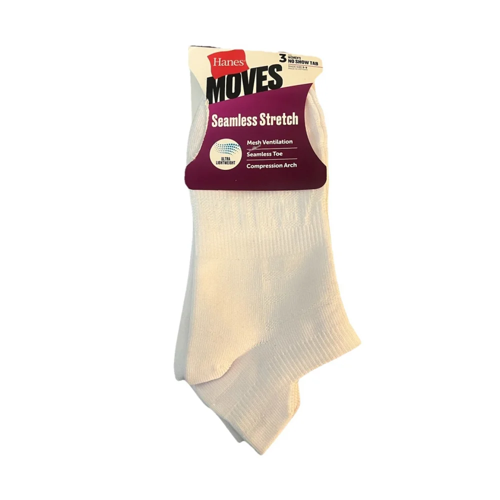Hanes Women's Ankle Socks White Size 5-9 3 Pack